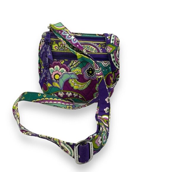 Vera Bradley Purple Teal Paisley Crossbody Bag Quilted Cotton Adjustable Strap - Picture 1 of 14